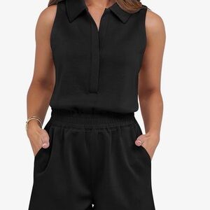Trendy boutique Black Sleeveless Collared Jumpsuit